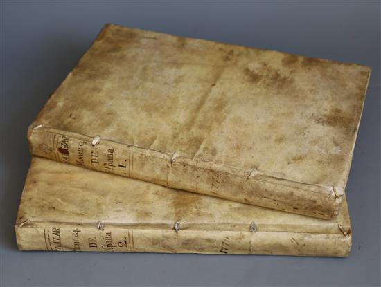 Salazar de Mendoza (Pedro) - Monarquia De Espana, 2 vols, quarto, limp vellum, D. Joachin Ibarra, Madrid 1770
